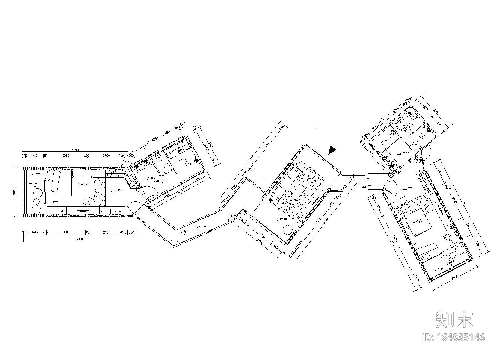 [云南]板栗林P3户型树屋体验住宅施工图cad施工图下载【ID:164835146】