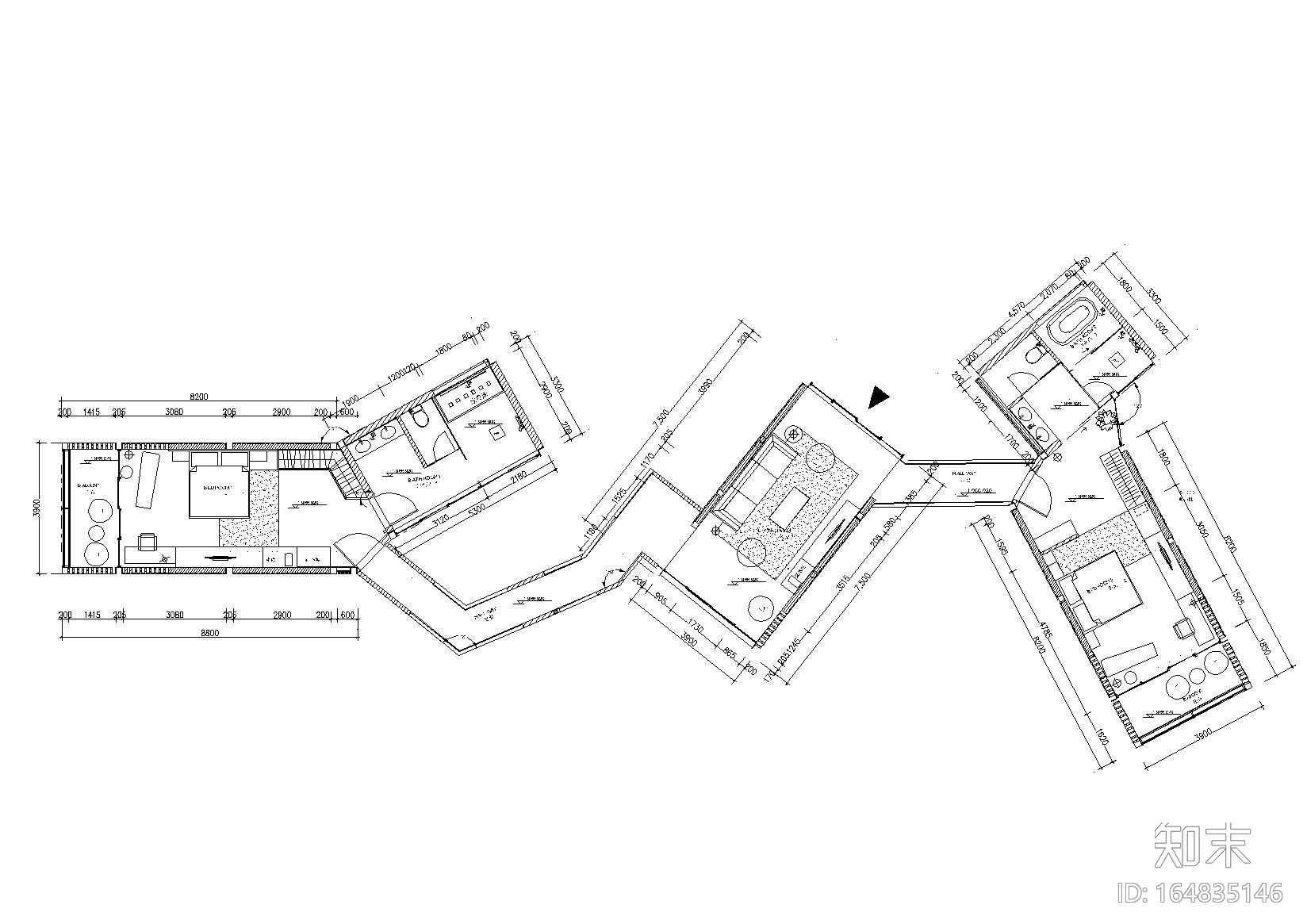 [云南]板栗林P3户型树屋体验住宅施工图cad施工图下载【ID:164835146】