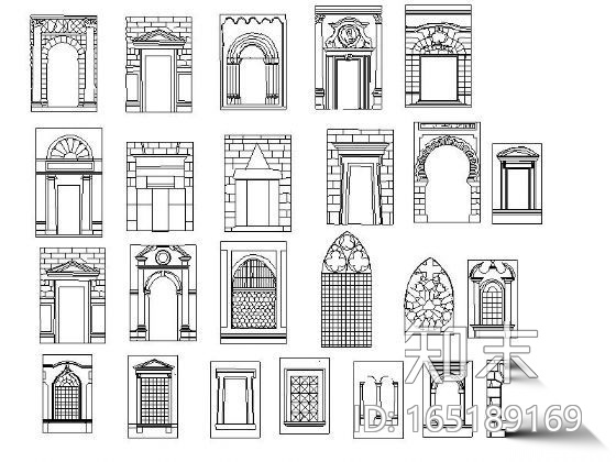 欧式窗图块集cad施工图下载【ID:165189169】