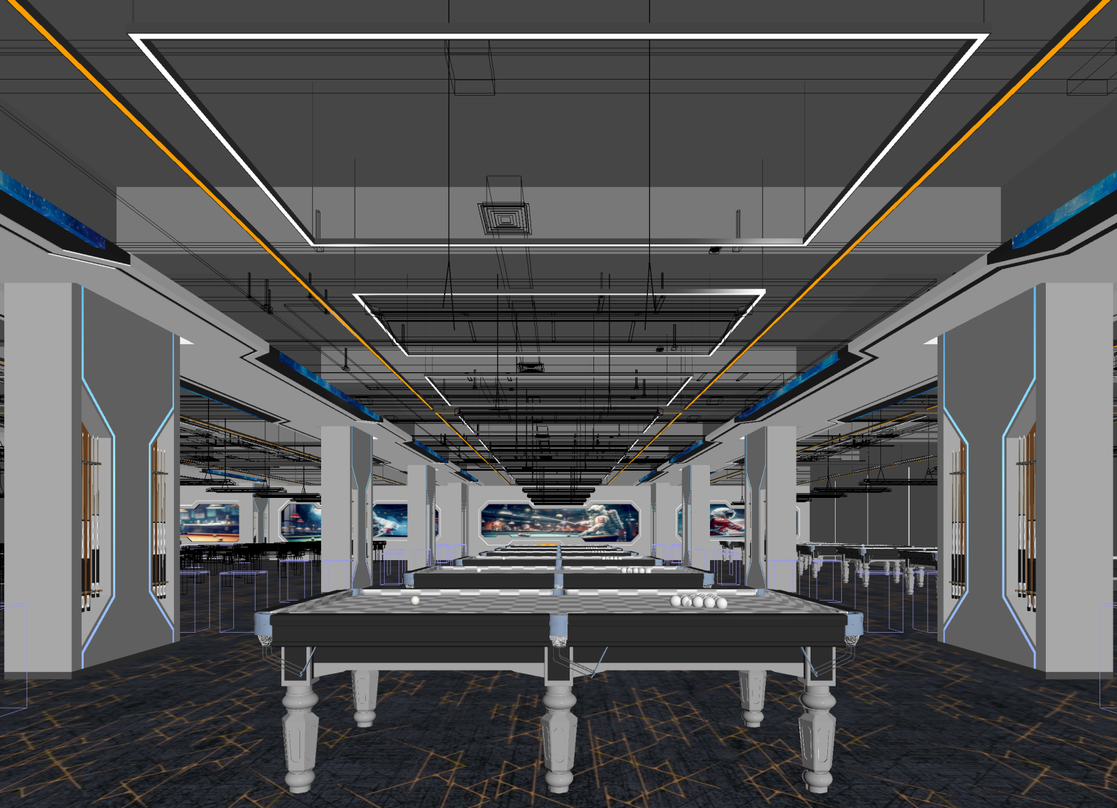 工业台球室3D模型下载【ID:1214797044】