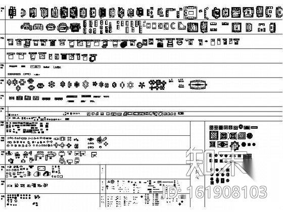 各式风格家居平面CAD图块下载cad施工图下载【ID:161908103】