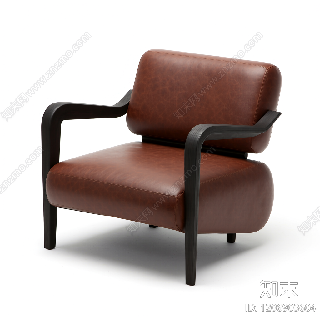 棕色皮质扶手椅3D模型下载【ID:1206903604】