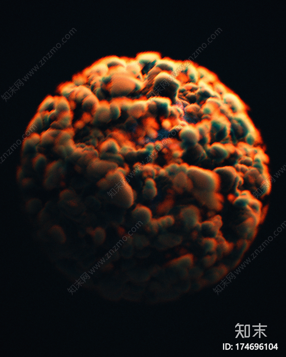 黄色的雾球C4D动画工程文件分享CG模型下载下载【ID:174696104】