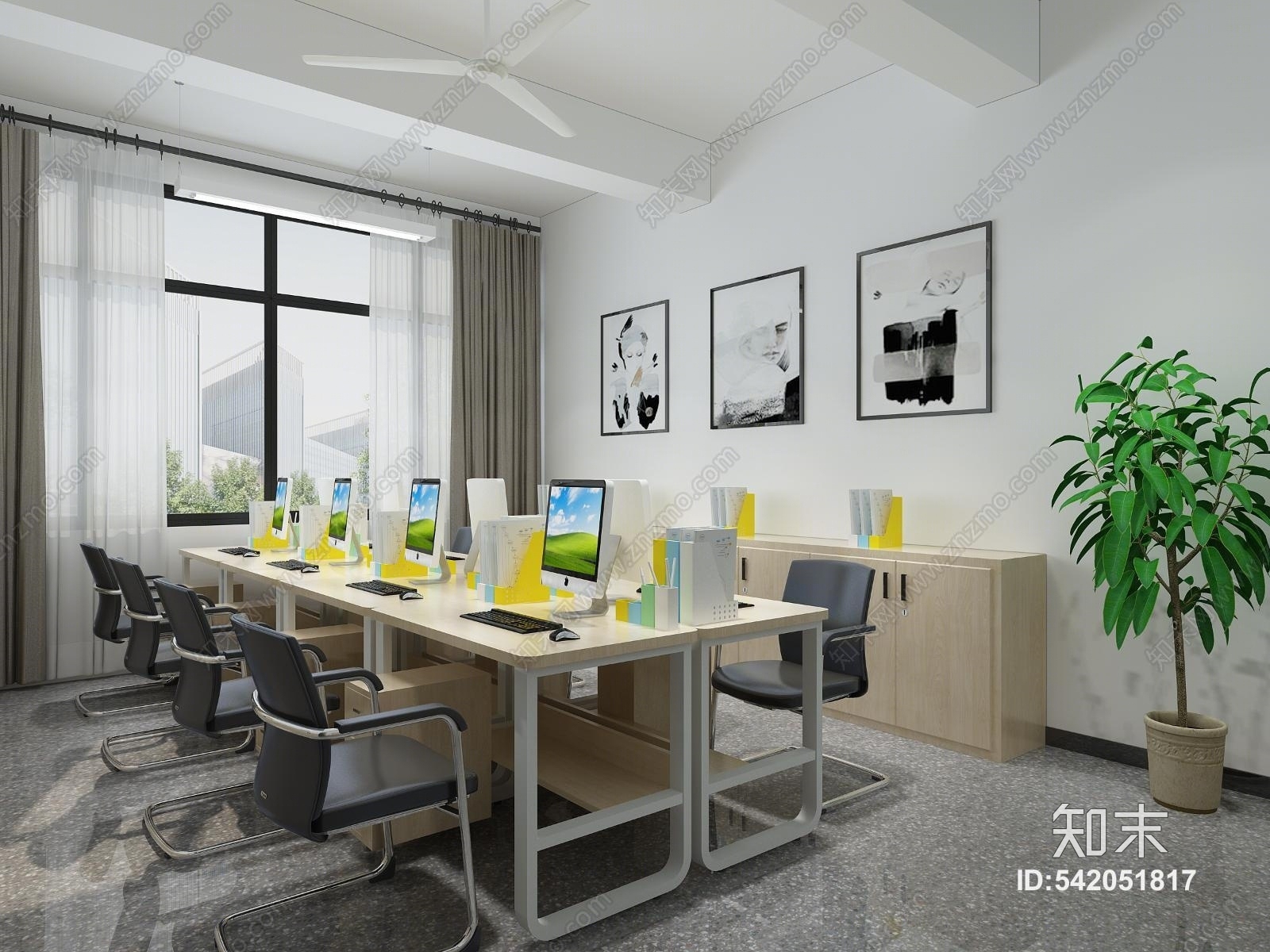 现代学校教室办公室3D模型下载【ID:542051817】