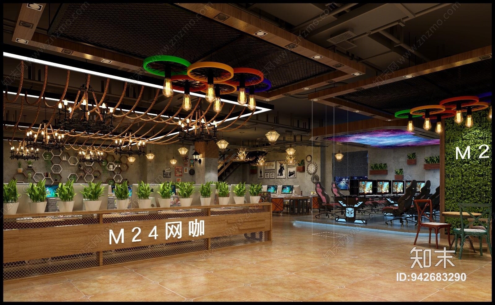 工业风网咖前台3D模型下载【ID:942683290】