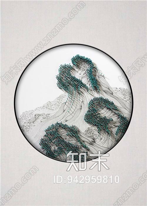 新中式抽象挂画装饰画贴图下载【ID:942959810】