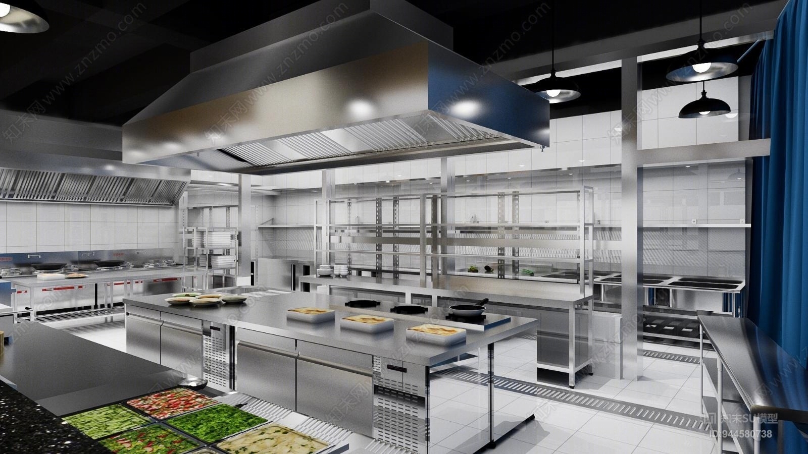 现代校园食堂SU模型下载【ID:944580738】