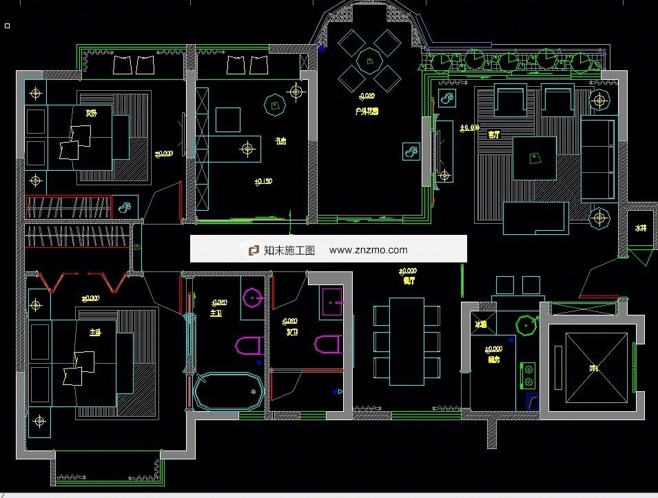信义长安1号样板房4号楼9层D单元4A户型cad施工图下载【ID:56928071】