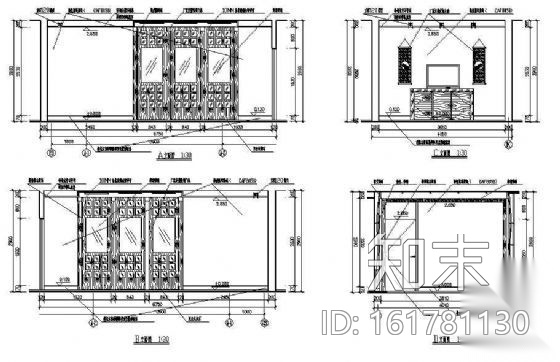 中式餐厅装修图（包间图纸）cad施工图下载【ID:161781130】