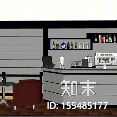 现代酒吧吧台SU模型下载【ID:155485177】