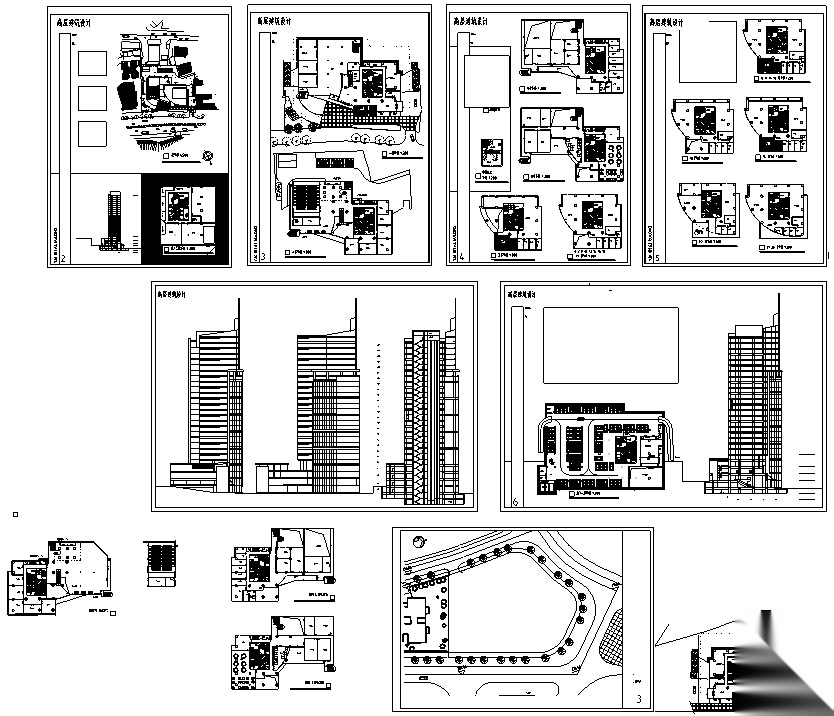 3套高层商住综合楼建筑设计施工图CADcad施工图下载【ID:167379145】