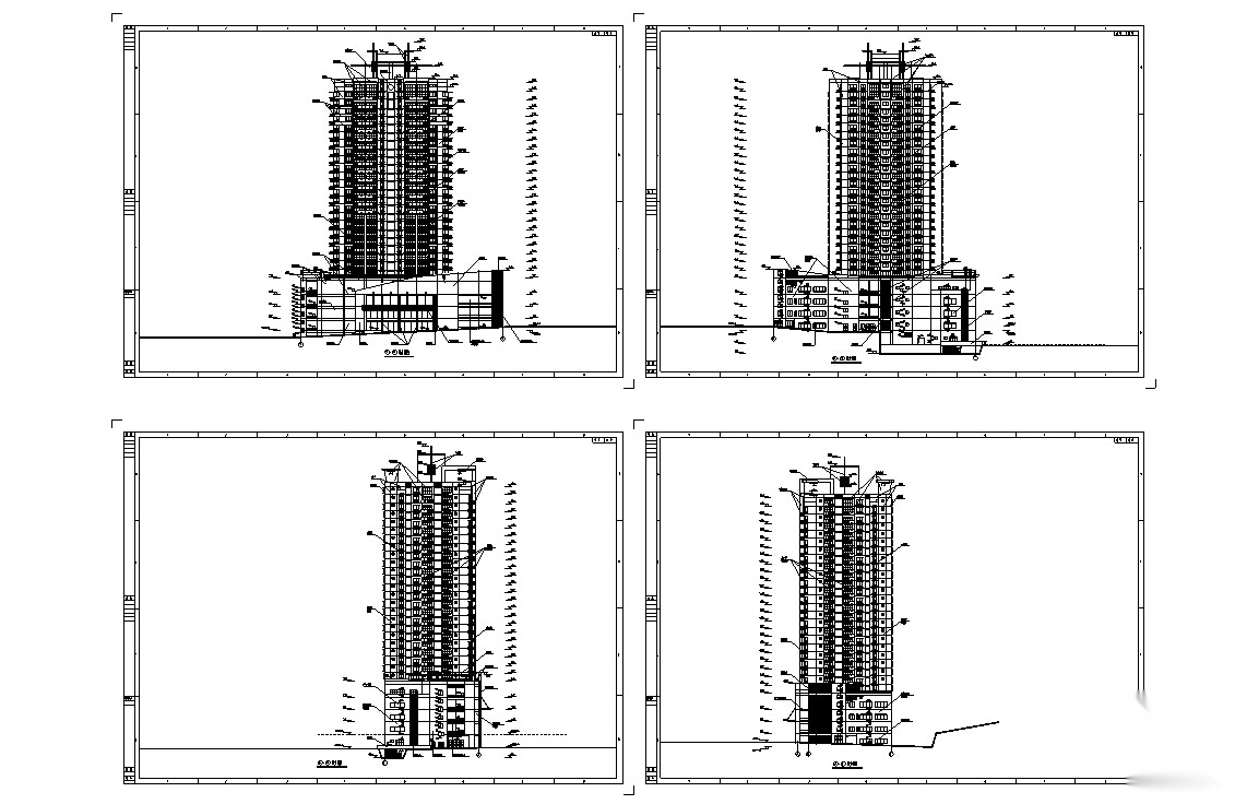 3套高层商住综合楼建筑设计施工图CADcad施工图下载【ID:167379145】