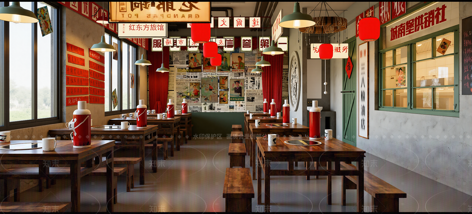 工业风中餐厅3D模型下载【ID:1214603830】