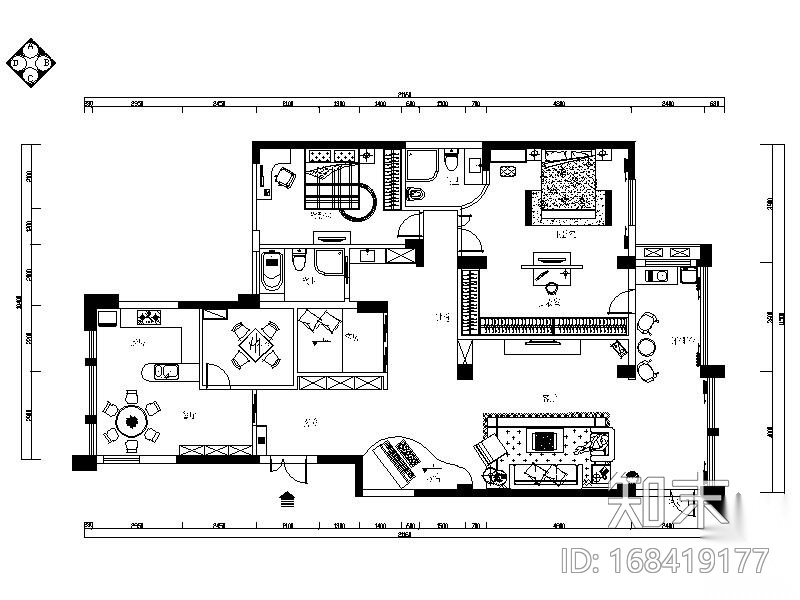 [宁波]某三居装修设计图cad施工图下载【ID:168419177】