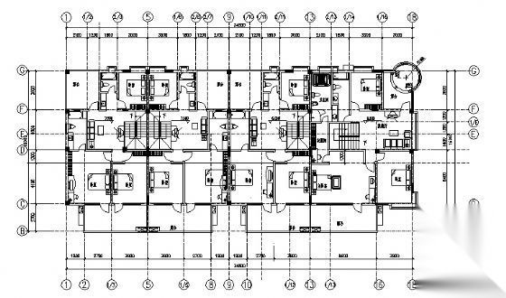 某双联三层别墅建筑方案图cad施工图下载【ID:151392177】