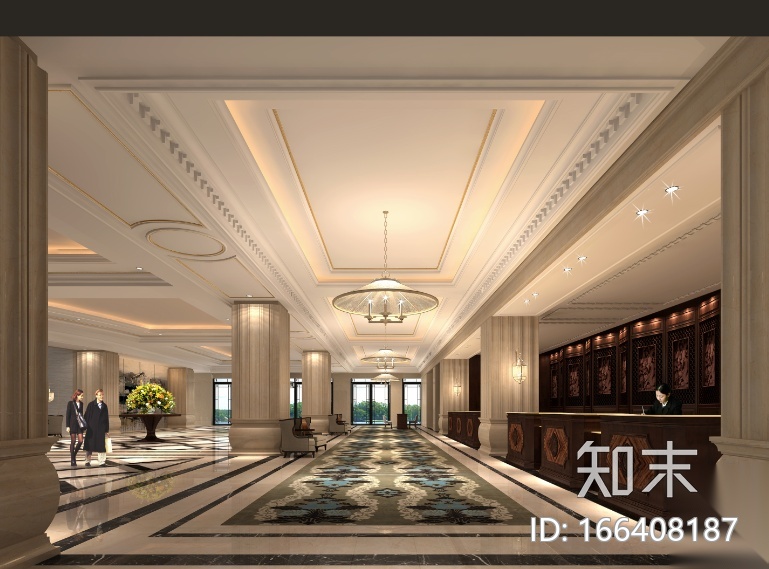 12600平方米酒店空间设计施工图（附效果图）cad施工图下载【ID:166408187】