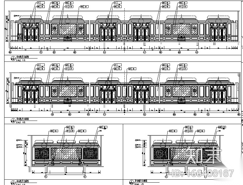 12600平方米酒店空间设计施工图（附效果图）cad施工图下载【ID:166408187】