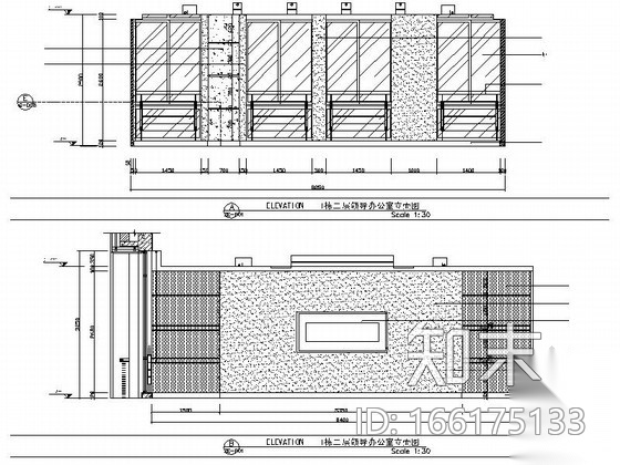 [广东]工业园区1.32亿科技中心现代风格办公楼室内装修施...cad施工图下载【ID:166175133】