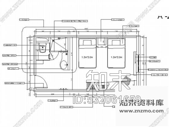 施工图某经济连锁酒店多套标准客房装饰图cad施工图下载【ID:532061659】