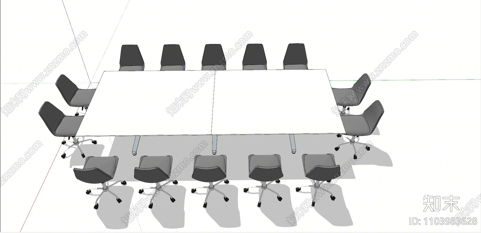 现代会议桌椅SU模型下载【ID:1103983628】