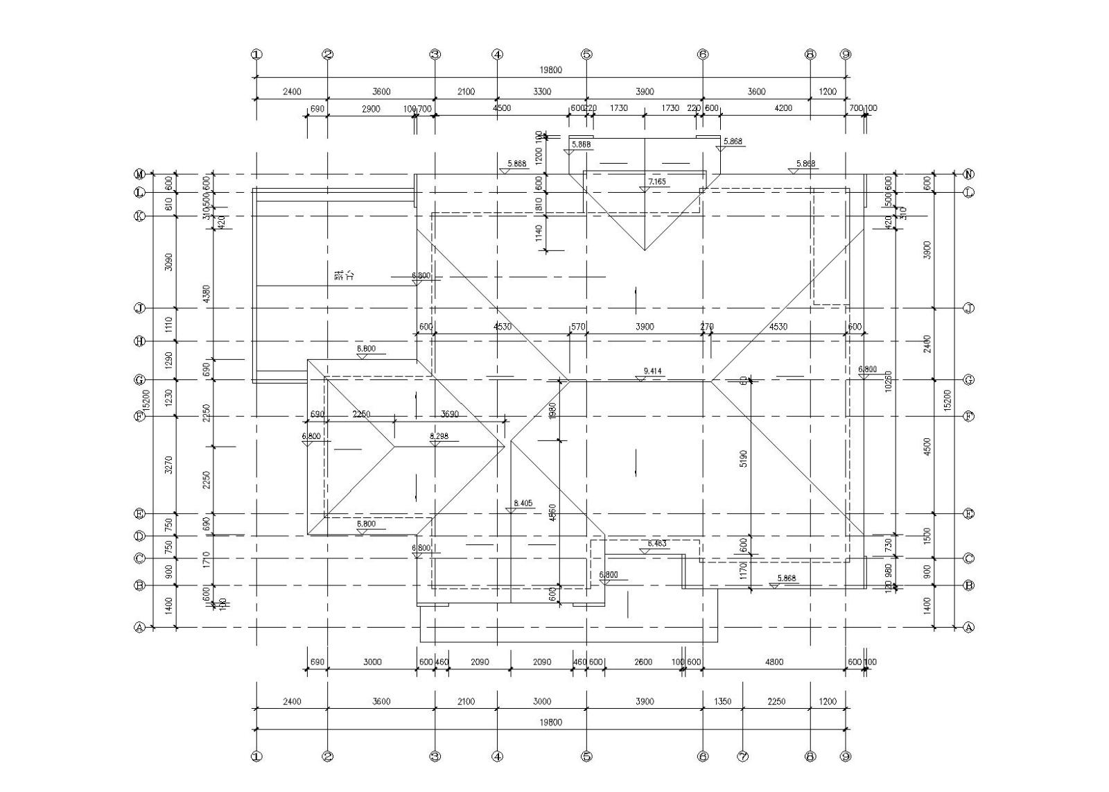 单家独院式二层别墅建筑施工图cad施工图下载【ID:151388136】