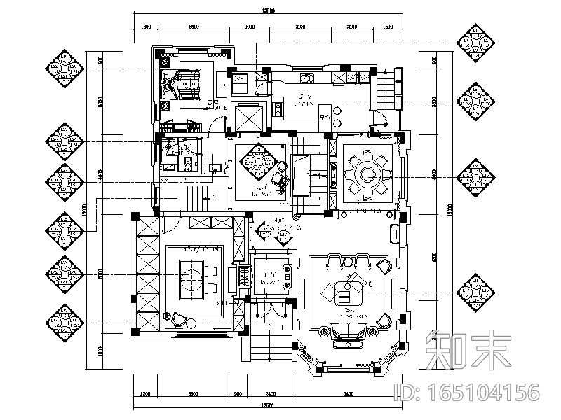 [江苏]豪华别墅设计全套CAD施工图（含效果图）cad施工图下载【ID:165104156】