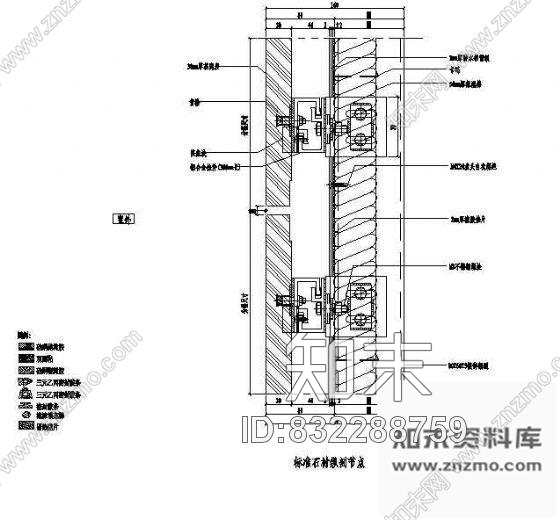 图块/节点标准石材横剖节点cad施工图下载【ID:832288759】