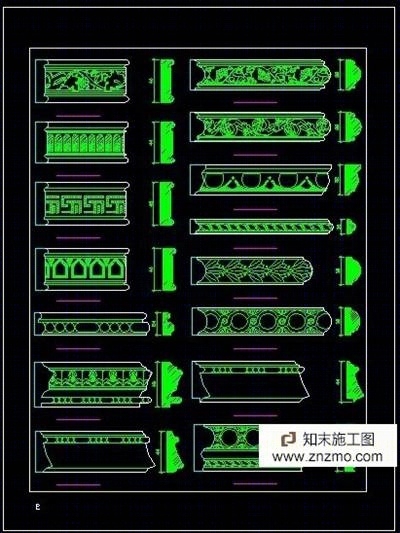 家装雕花木线施工图下载【ID:16934430】