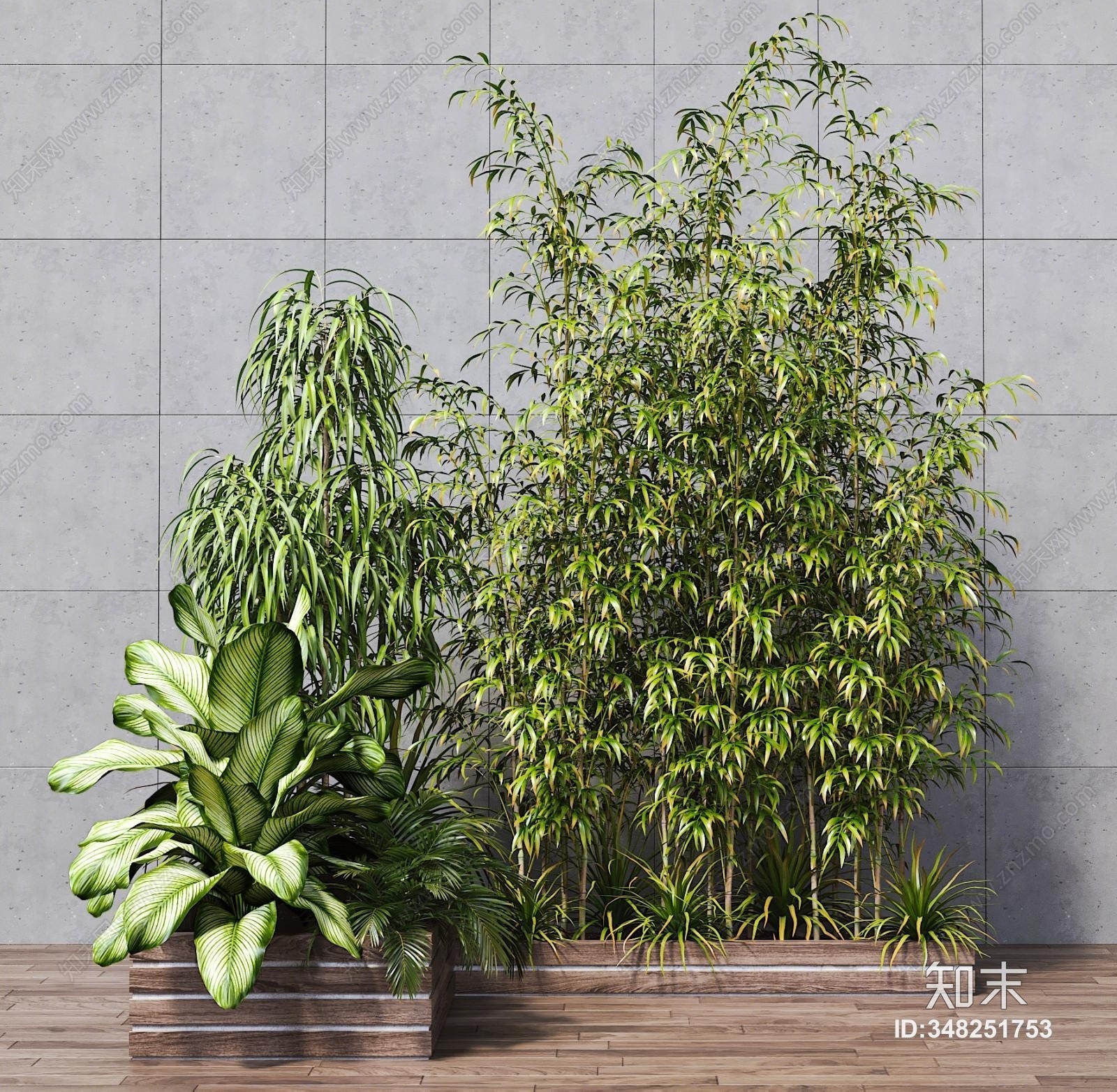新中式室外植物竹子组合3D模型下载【ID:348251753】