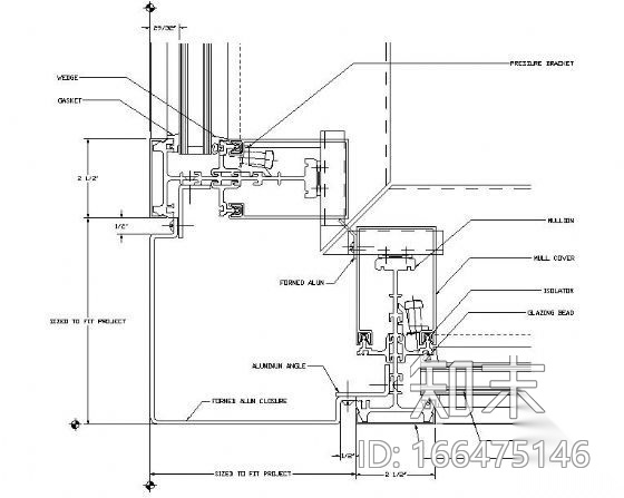 德国某明框幕墙节点cad施工图下载【ID:166475146】