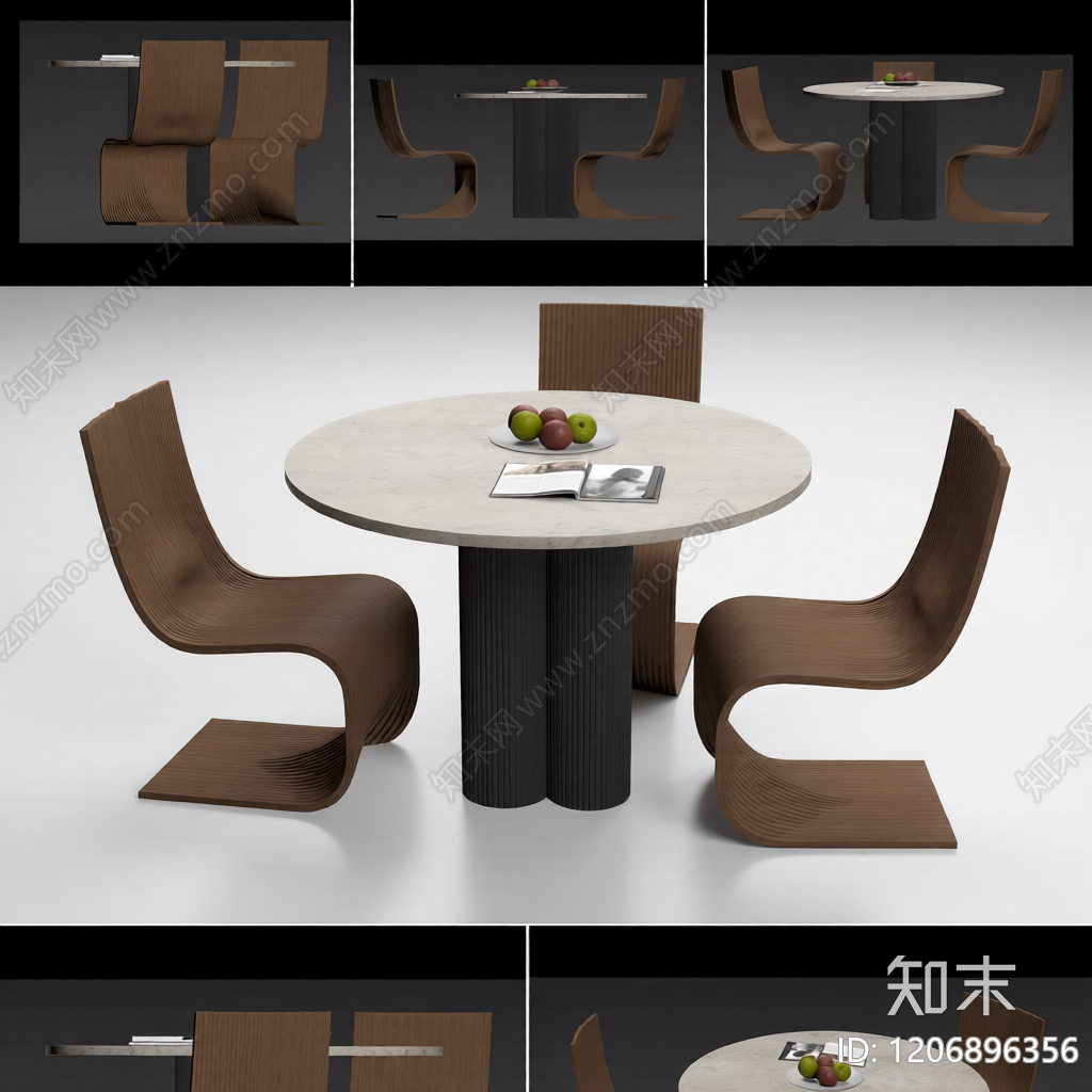 现代餐桌椅组合3D模型下载【ID:1206896356】