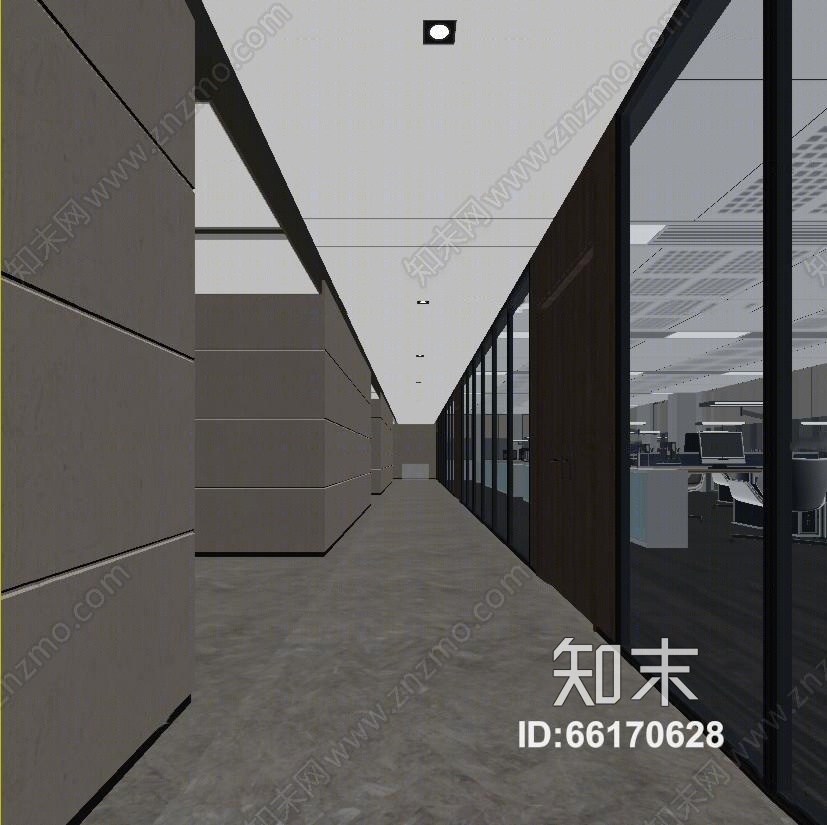 现代过道走廊3D模型下载【ID:66170628】