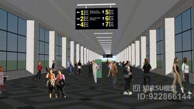 世贸中心北行人天桥SU模型下载【ID:922866144】