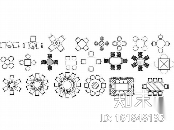 各式会议桌椅及沙发餐桌CAD图块下载cad施工图下载【ID:161848135】