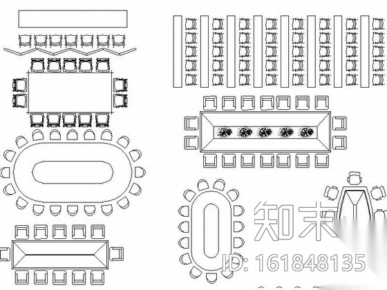 各式会议桌椅及沙发餐桌CAD图块下载cad施工图下载【ID:161848135】