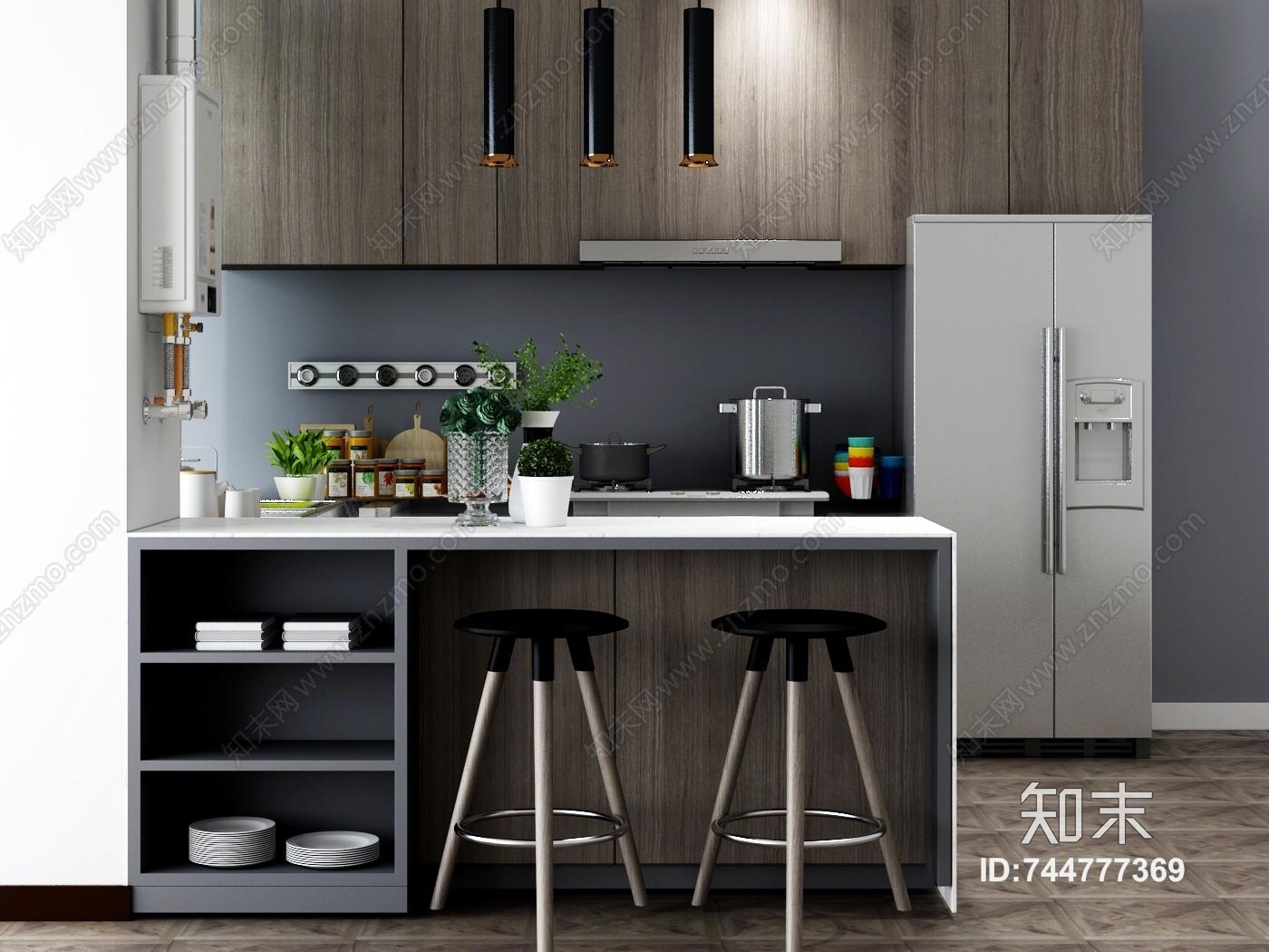 现代简约柜子3D模型下载【ID:744777369】