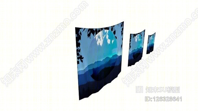 壁毯——来自社会的山和树叶SU模型下载【ID:126328641】