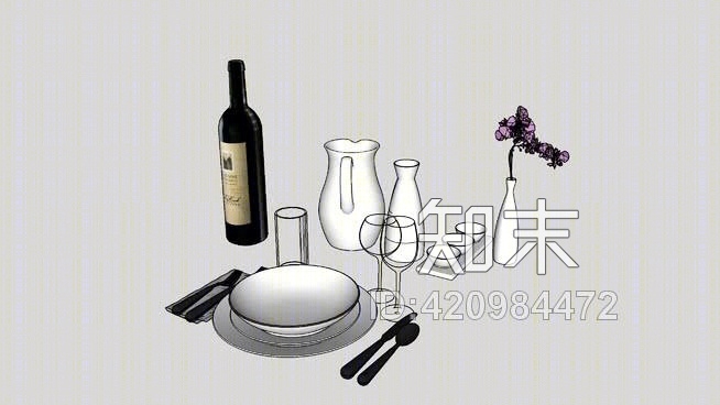 餐具和餐具SU模型下载【ID:420984472】