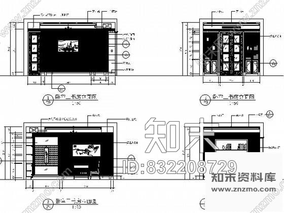 图块/节点样板房书房立面图Ⅰcad施工图下载【ID:832208729】