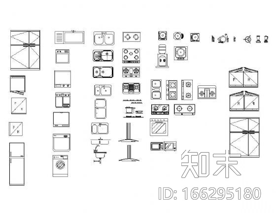 厨房图块集施工图下载【ID:166295180】