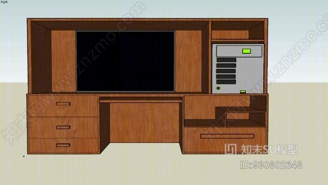 电脑与屏幕电脑桌SU模型下载【ID:930802648】