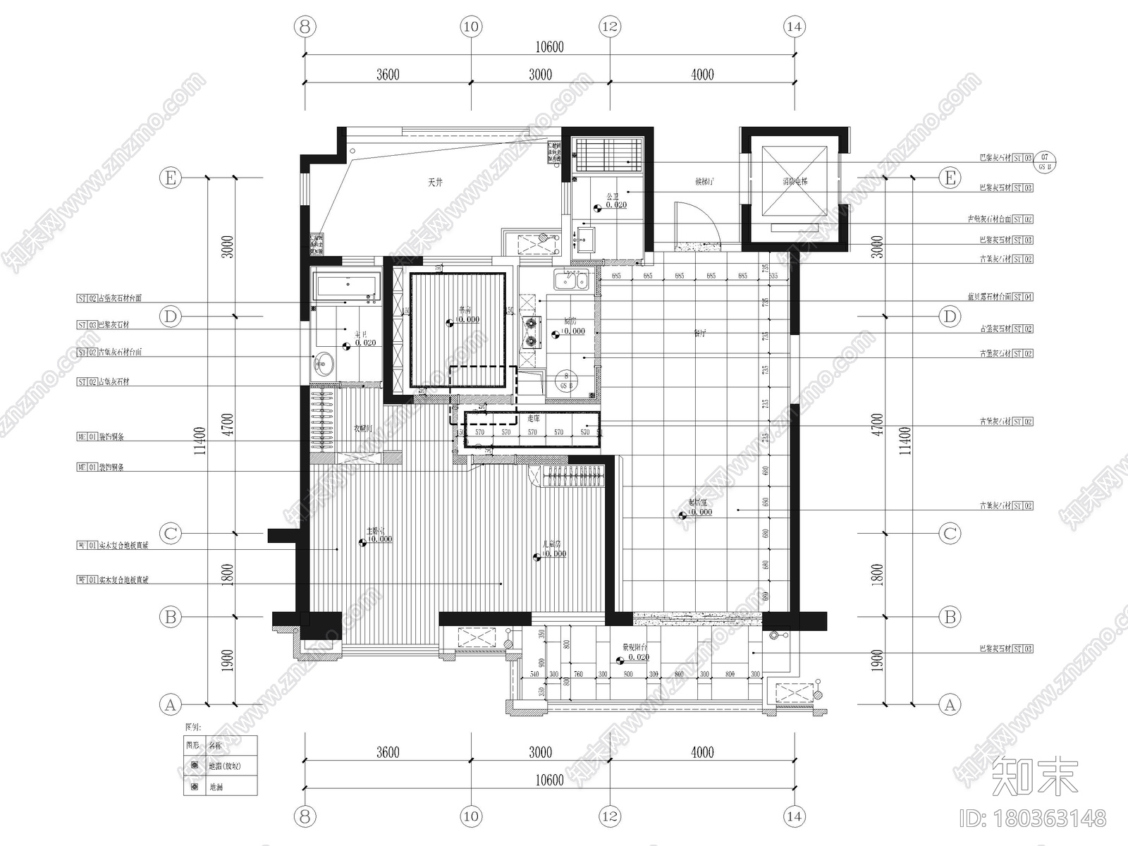 [武汉]金科郡90㎡现代二居家装样板间施工图cad施工图下载【ID:180363148】