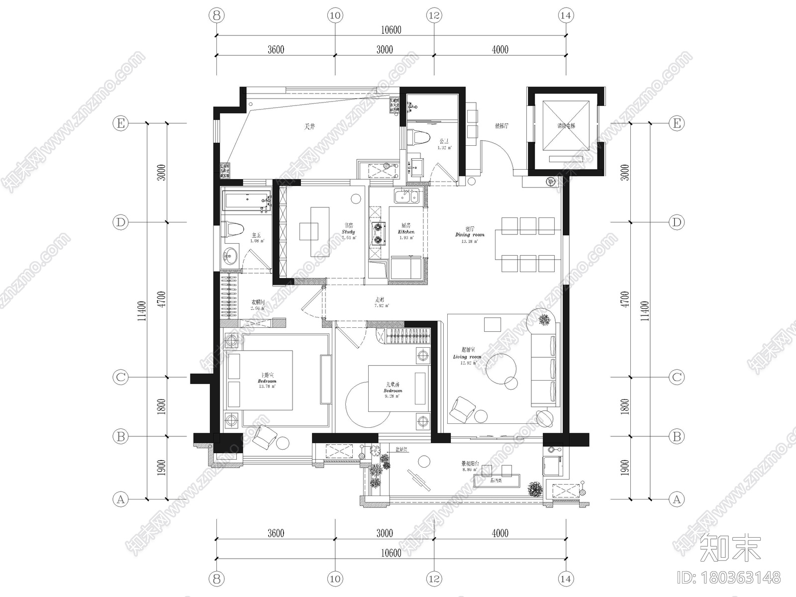 [武汉]金科郡90㎡现代二居家装样板间施工图cad施工图下载【ID:180363148】