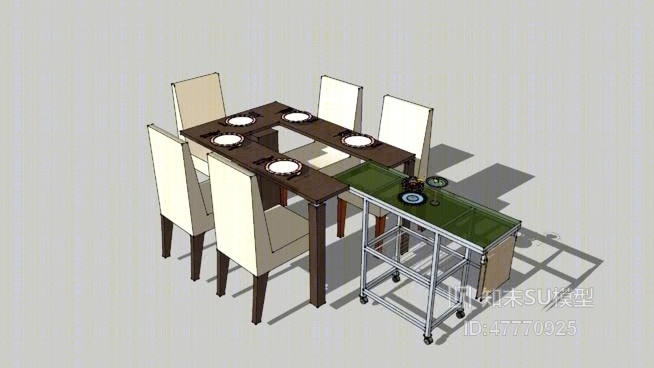 餐桌椅组合SU模型下载【ID:47770925】