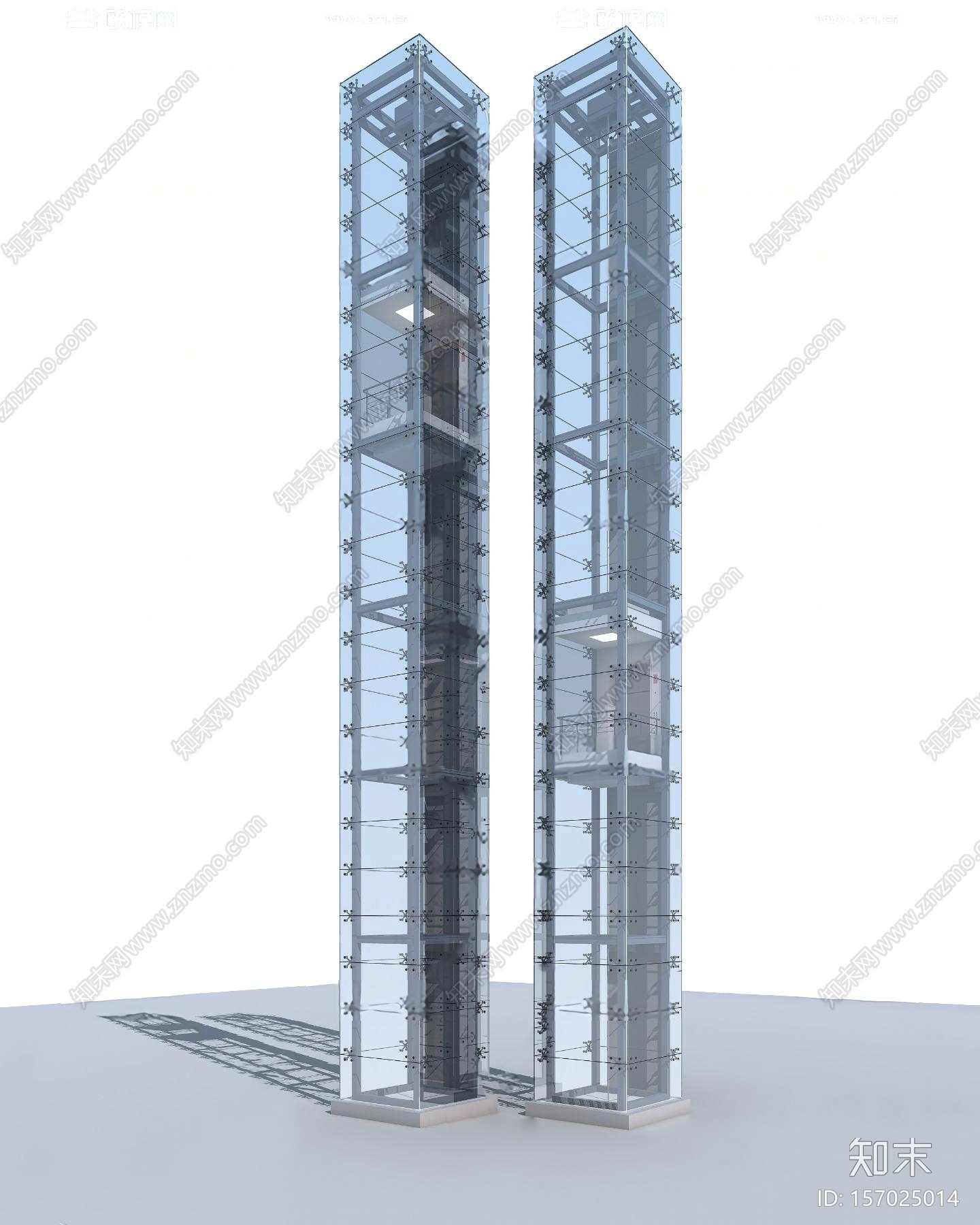 现代户外景观玻璃观光电梯3D模型下载【ID:157025014】