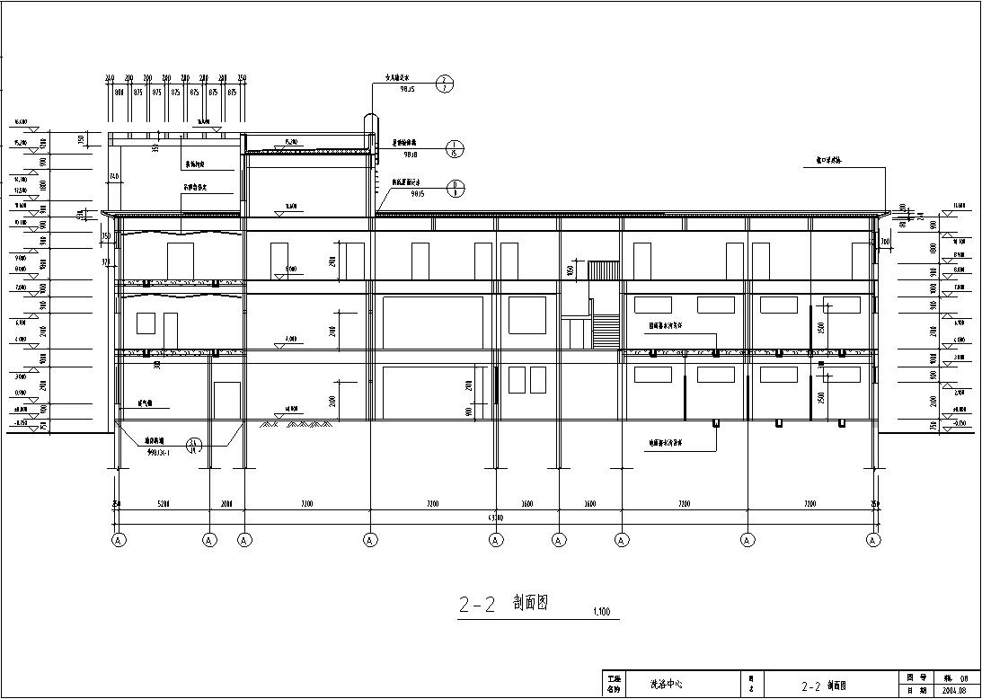 洗浴中心会所建筑设计方案初设图CADcad施工图下载【ID:164864162】