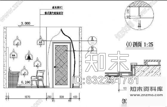 图块/节点装饰墙面cad施工图下载【ID:832291751】