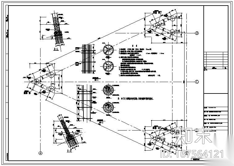 某观光塔钢柱脚锚栓节点构造详图cad施工图下载【ID:167564121】