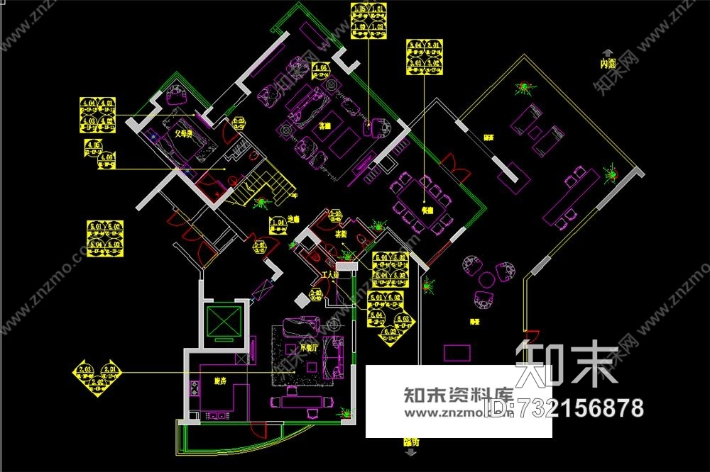 高文安—广州凯旋新世界复式户型样板间CAD施工图cad施工图下载【ID:732156878】