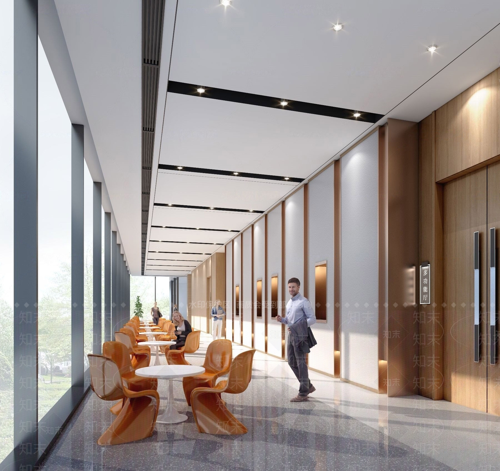 现代流行现代银行办公走廊过道国外下载3D模型下载【ID:169657107】